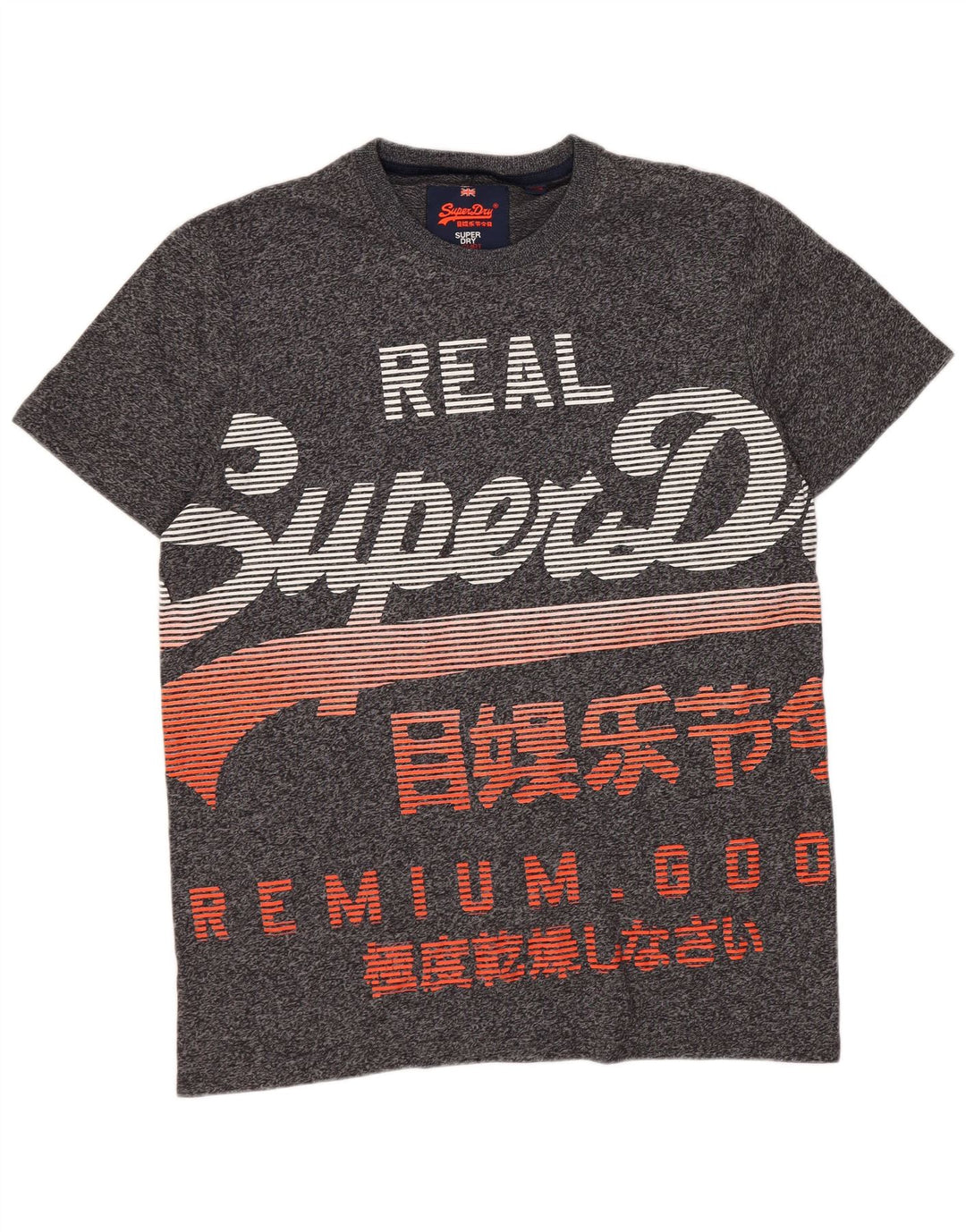 Superdry Mens Graphic T-Shirt Top XL Grey Flecked Cotton