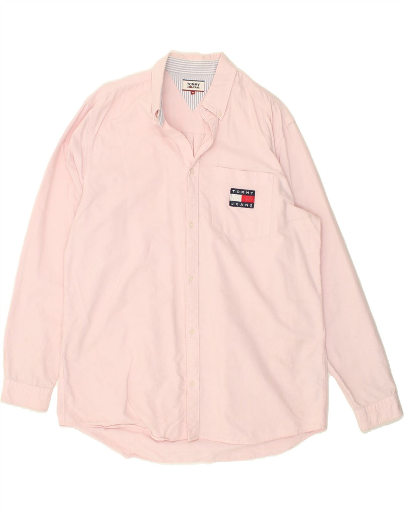 TOMMY HILFIGER Mens Shirt XL Pink Cotton | Vintage Tommy Hilfiger | Thrift | Second-Hand Tommy Hilfiger | Used Clothing | Messina Hembry 