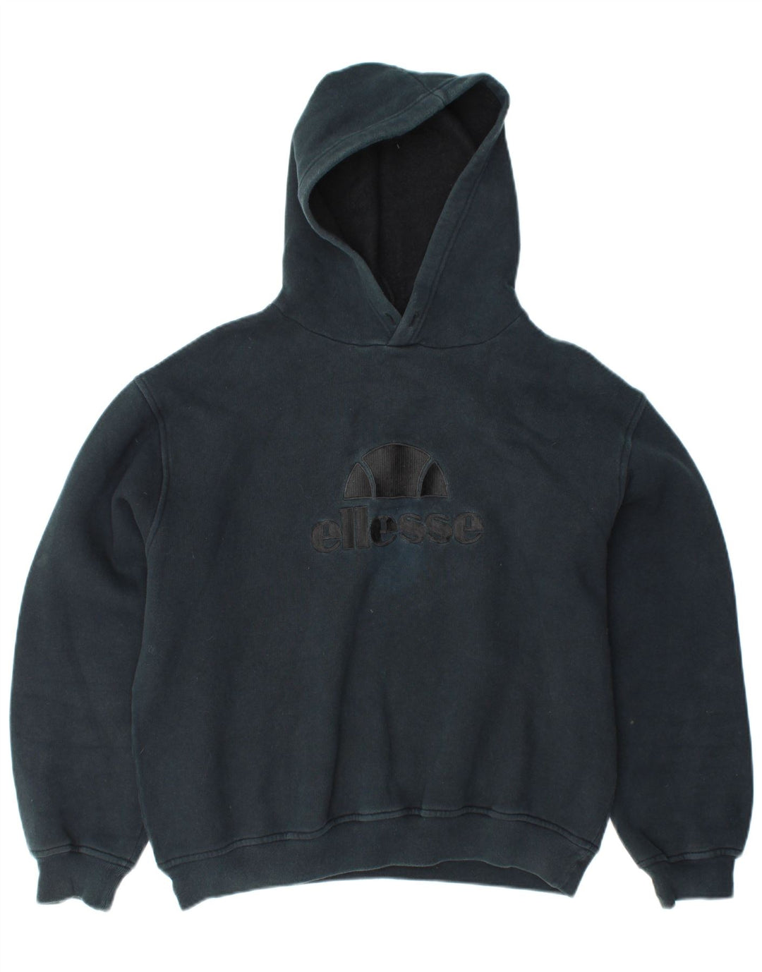 ELLESSE Womens Graphic Hoodie Jumper UK 16 Large Navy Blue Cotton