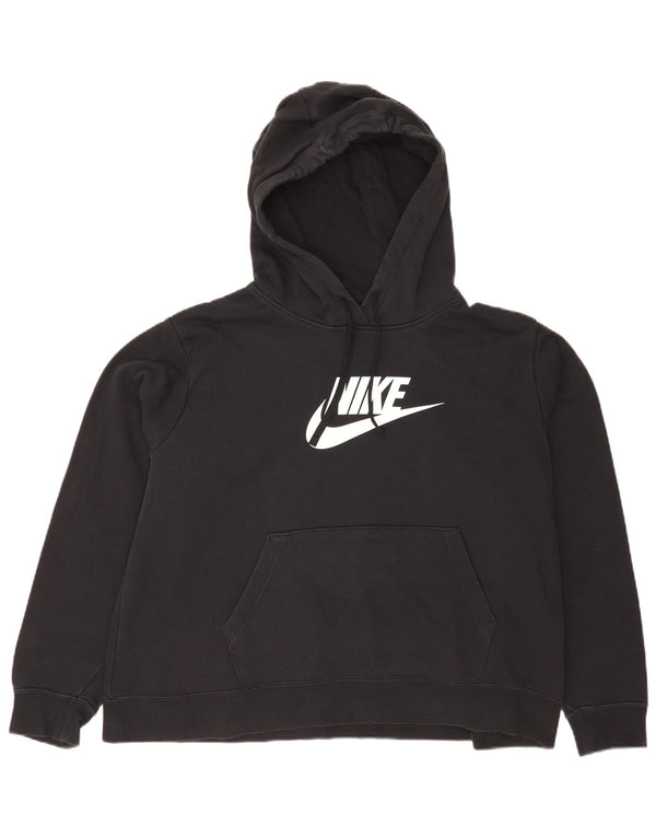 Nike Womens Graphic Oversized Hoodie Jumper UK 18 XL Navy Blue Cotton
