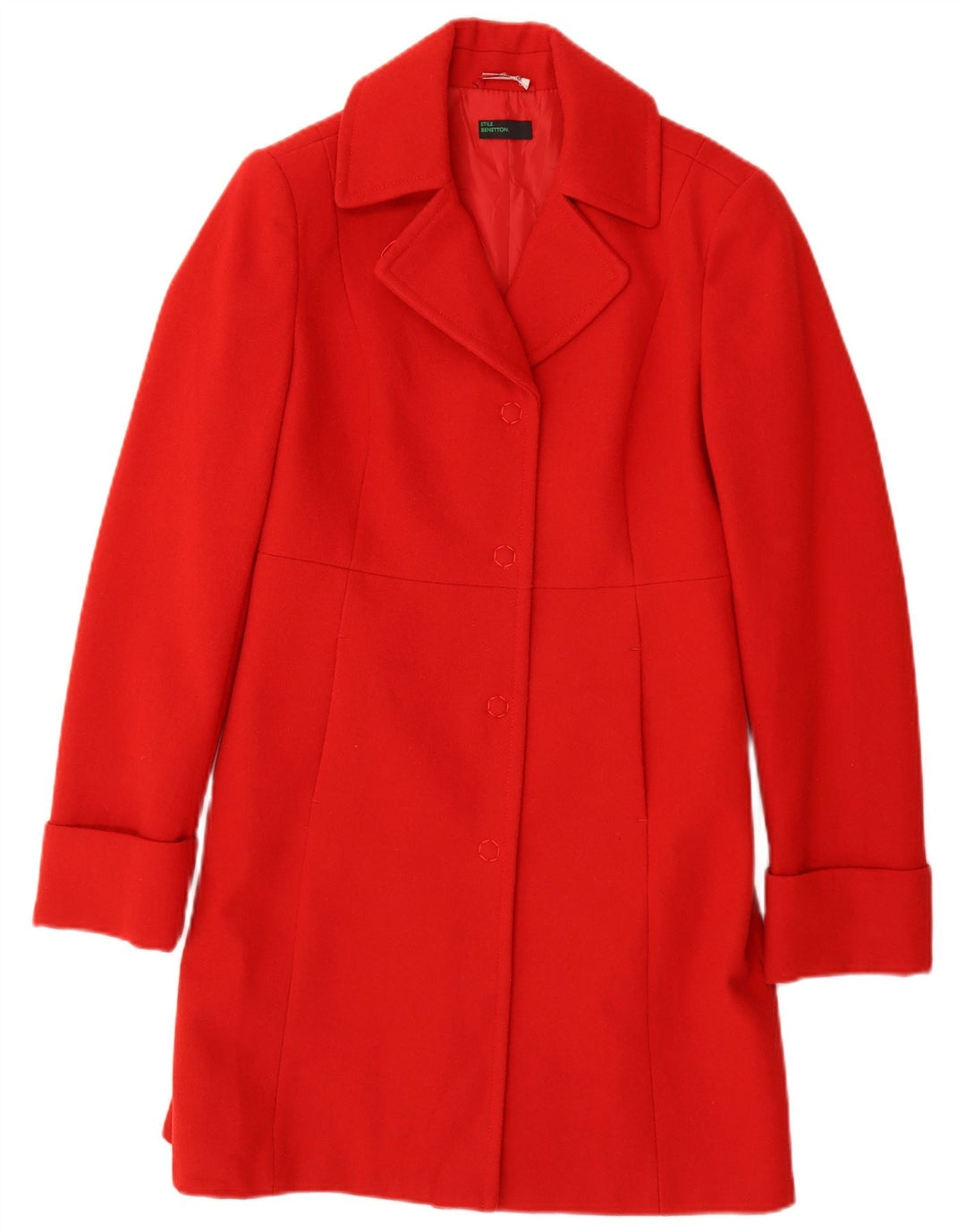 Benetton Womens Overcoat IT 42 Medium Red Wool