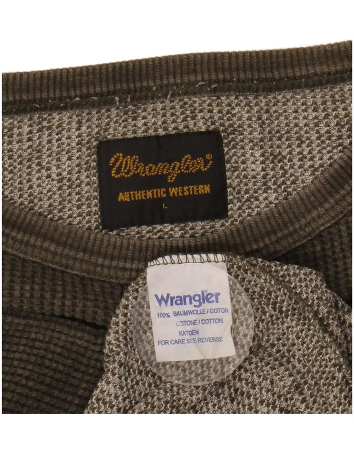 Wrangler Mens T-Shirt Top Large Khaki Cotton
