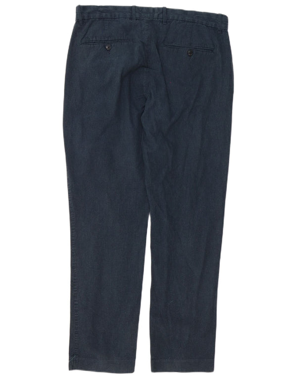 Gap Mens Slim Fit Chino Trousers W32 L30 Navy Blue Houndstooth Cotton