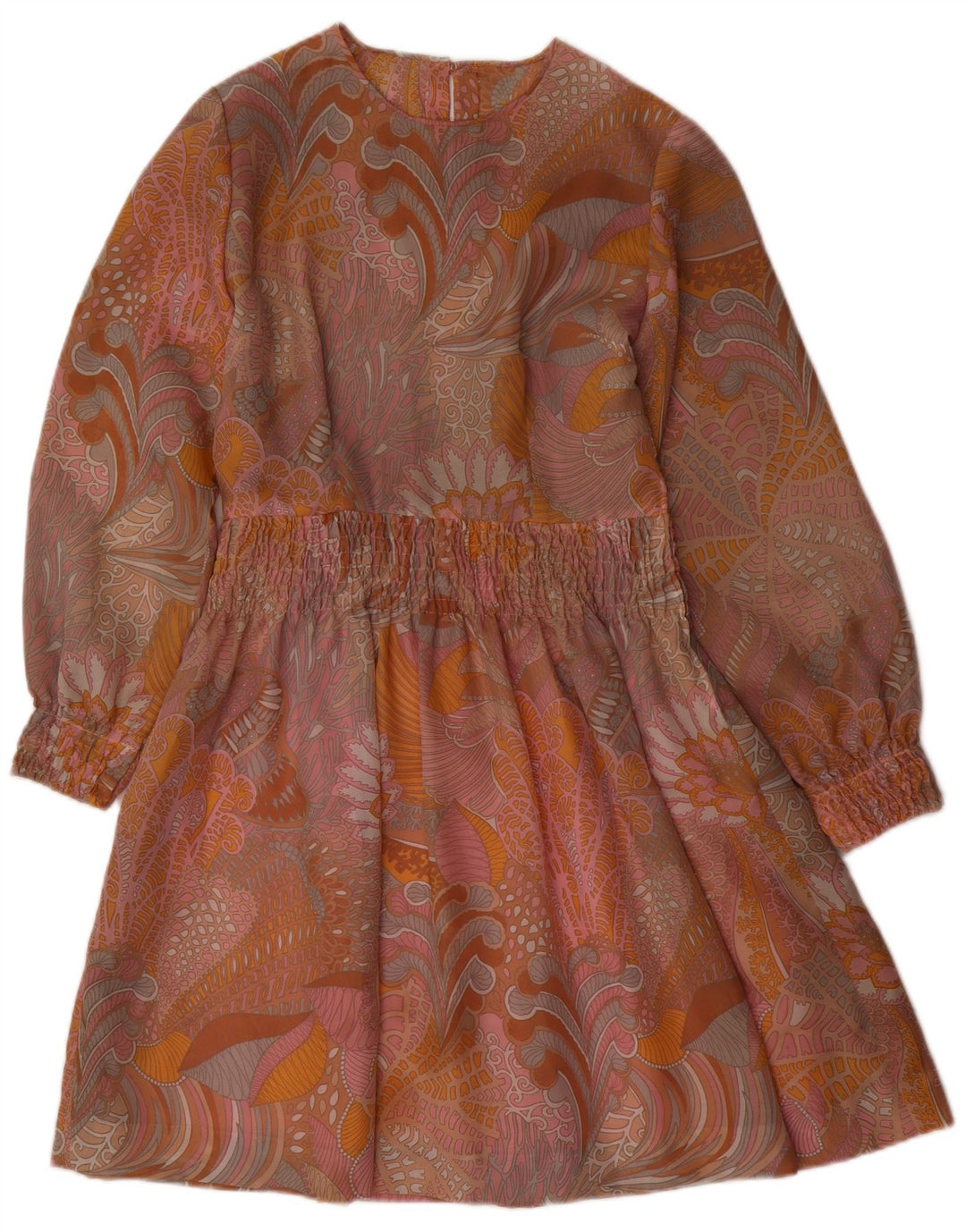 VINTAGE Womens Long Sleeve A-Line Dress UK 12 Medium Multicoloured Paisley