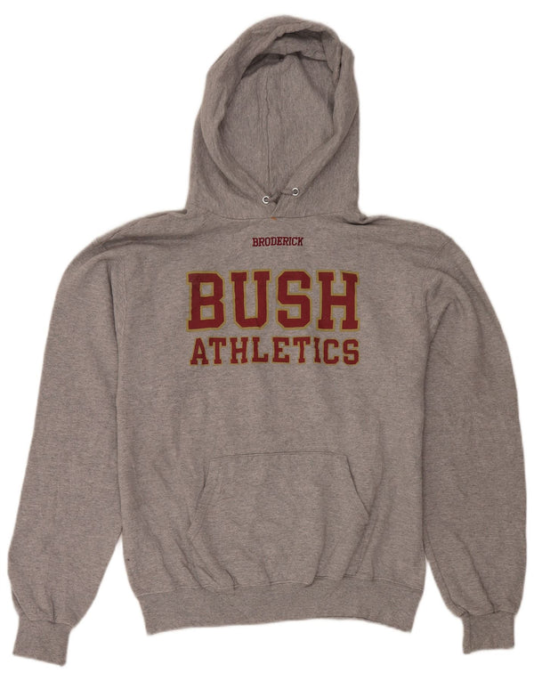 Champion Mens Graphic Hoodie Jumper Medium Grey Flecked Cotton