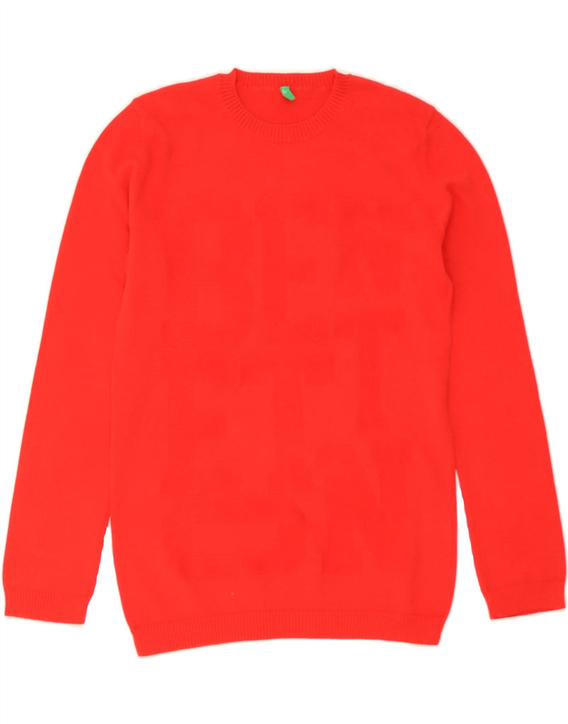 BENETTON Boys Crew Neck Jumper Sweater 10-11 Years XL Red Cotton Vintage Benetton and Second-Hand Benetton from Messina Hembry 