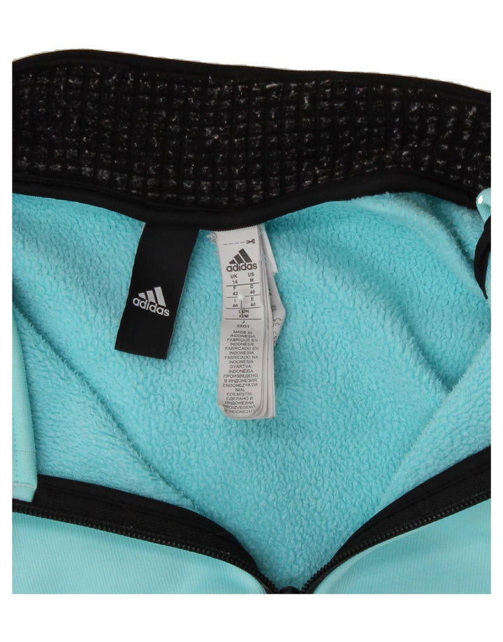 ADIDAS Womens Climaheat Zip Hoodie Sweater UK 14 Medium Blue Colourblock Vintage Adidas and Second-Hand Adidas from Messina Hembry 