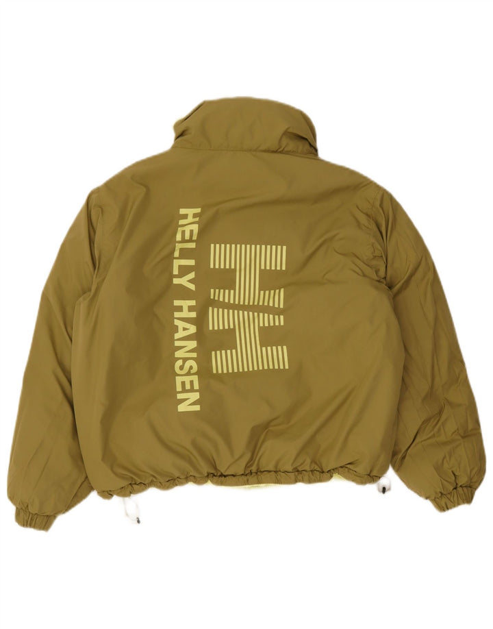 Helly Hansen Womens Graphic Crop Padded Jacket UK 14 Medium Khaki