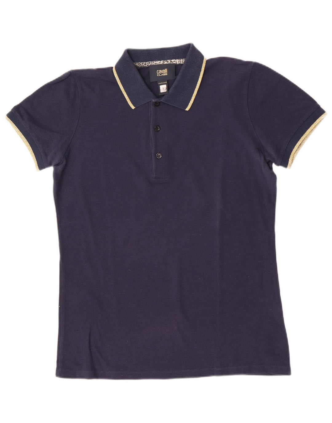Roberto Cavalli Mens Polo Shirt Small Navy Blue Cotton