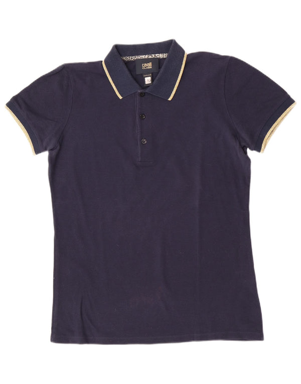 Roberto Cavalli Mens Polo Shirt Small Navy Blue Cotton