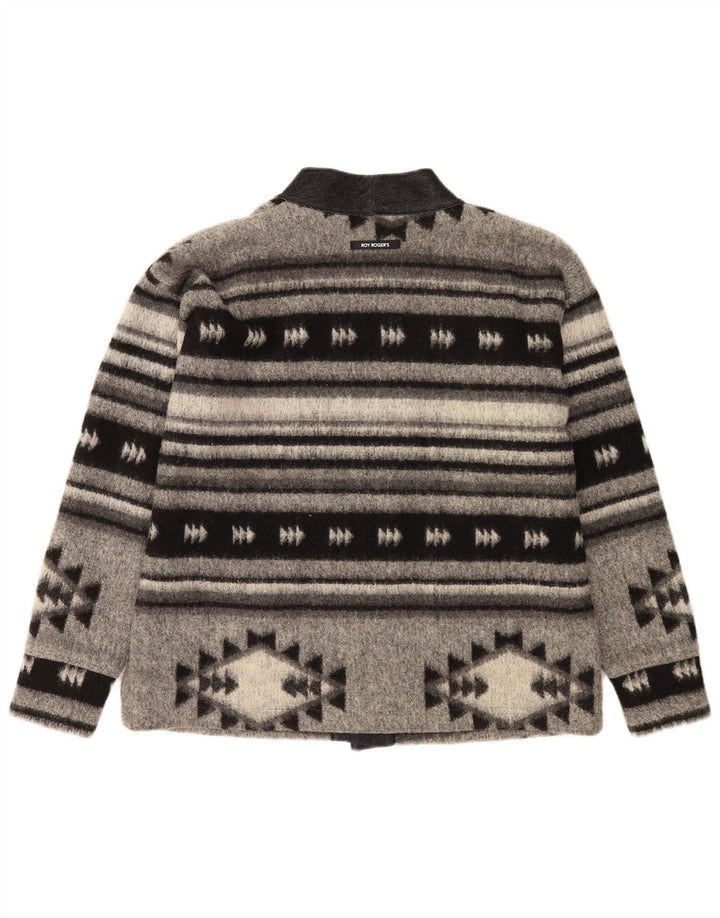 Roy Rogers Womens Oversized Cardigan Sweater IT 42 Medium Grey Geometric