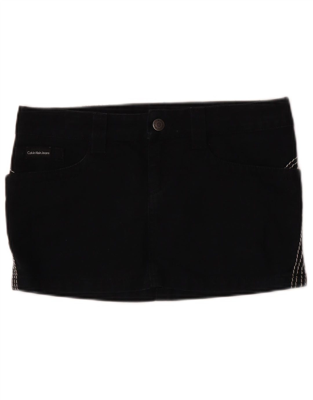 Calvin Klein Womens Mini Denim Skirt W26 Small Black Cotton