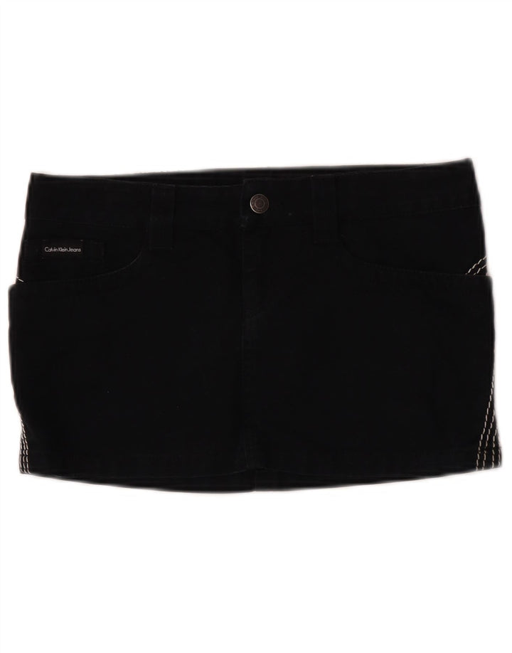 Calvin Klein Womens Mini Denim Skirt W26 Small Black Cotton
