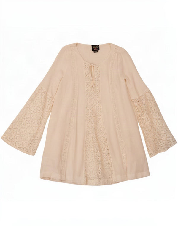 Superdry Womens Beach Kaftan Dress UK 8 Small White Floral Cotton
