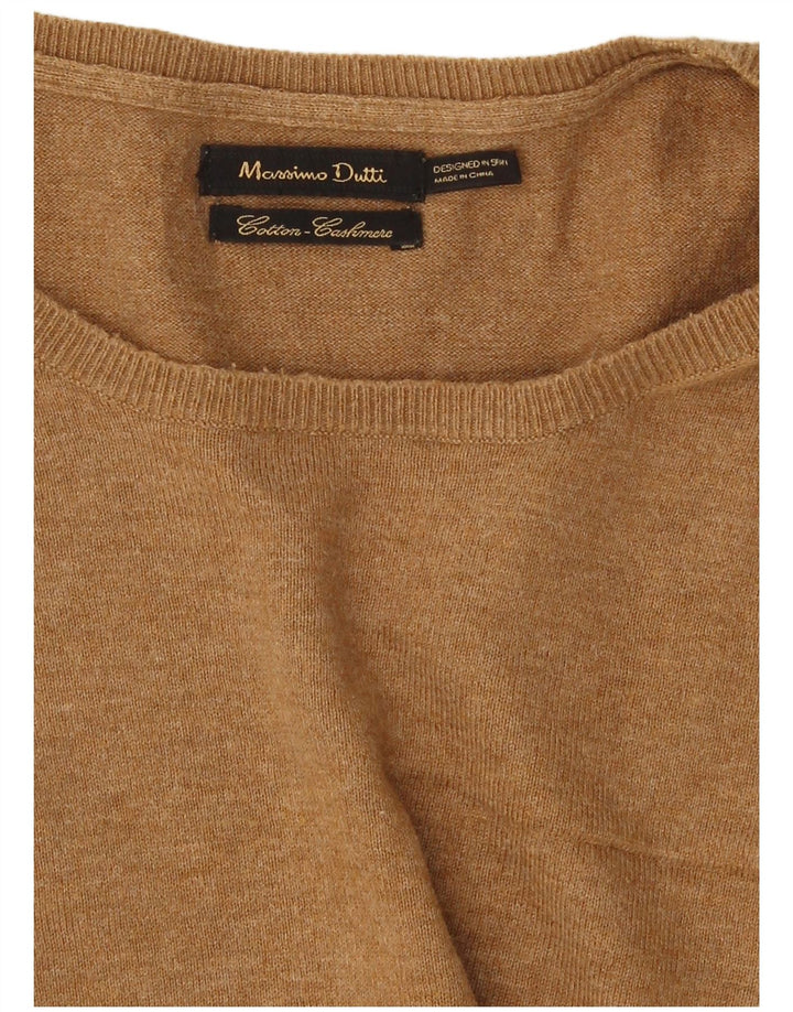 Massimo Dutti Mens Crew Neck Jumper Sweater Medium Brown Colourblock Cotton