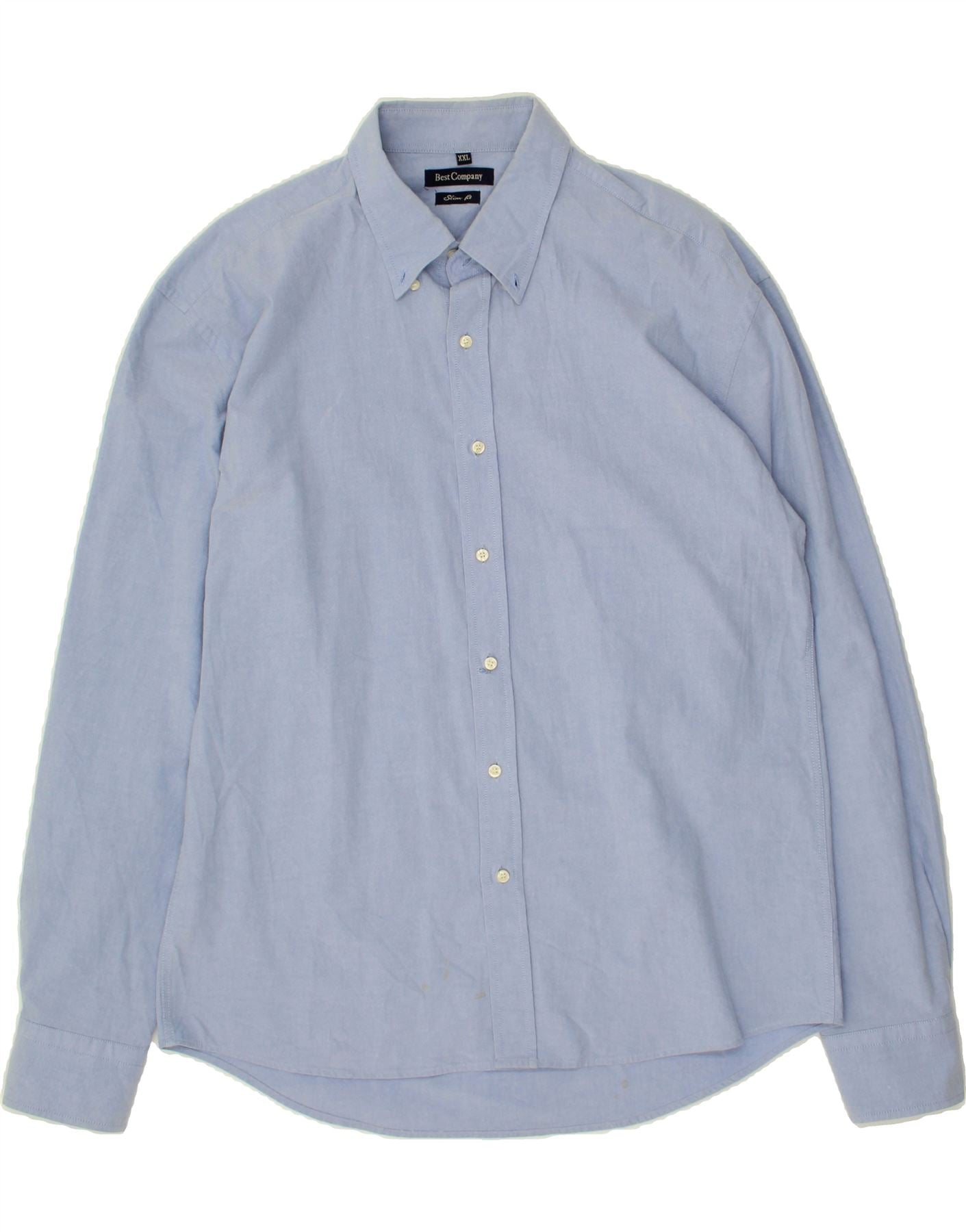 BEST COMPANY Mens Slim Fit Shirt 2XL Blue Cotton | Vintage