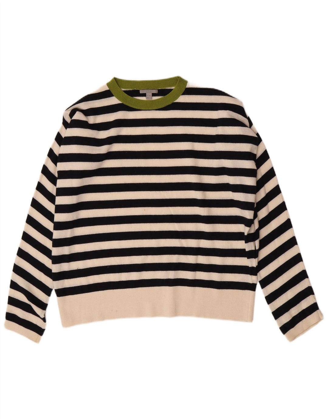 Cos Womens Oversized Crew Neck Jumper Sweater UK 10 Small Black Striped