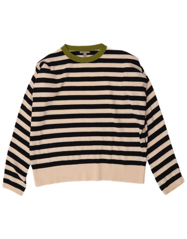 Cos Womens Oversized Crew Neck Jumper Sweater UK 10 Small Black Striped