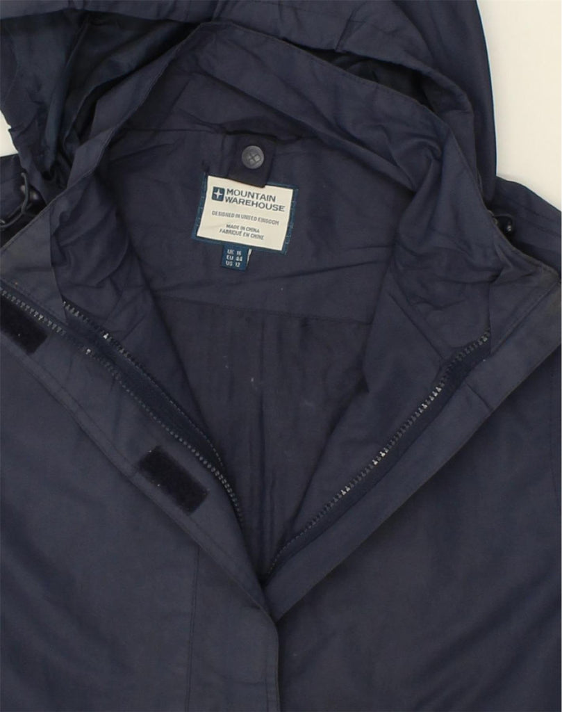 MOUNTAIN WAREHOUSE Womens Hooded Rain Jacket UK 16 Large  Navy Blue | Vintage Mountain Warehouse | Thrift | Second-Hand Mountain Warehouse | Used Clothing | Messina Hembry 