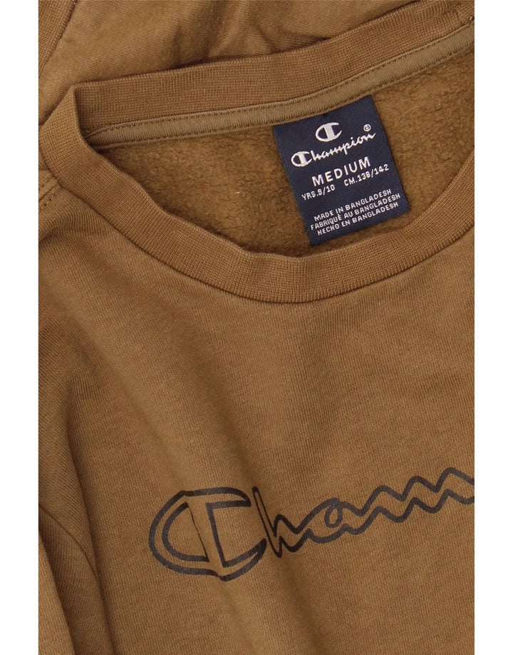 CHAMPION Boys Graphic Sweatshirt Jumper 9-10 Years Medium Brown Sports