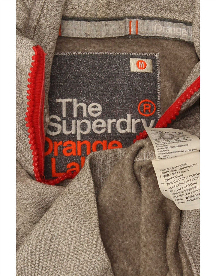 Superdry Mens Zip Hoodie Sweater Medium Grey Cotton
