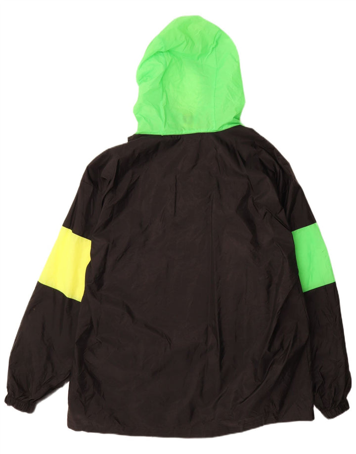 K-WAY Mens Hooded Anorak Jacket UK 40 Large Black Colourblock Polyamide