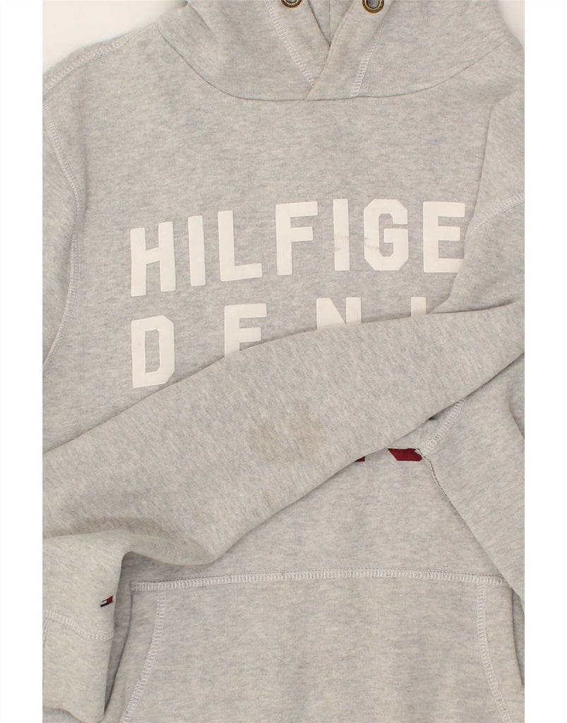 TOMMY HILFIGER Mens Graphic Hoodie Jumper XS Grey Cotton | Vintage Tommy Hilfiger | Thrift | Second-Hand Tommy Hilfiger | Used Clothing | Messina Hembry 