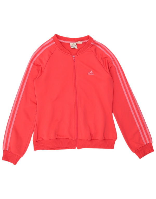 Adidas Womens Graphic Tracksuit Top Jacket UK 12 Medium Pink Cotton