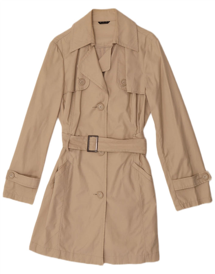 Sisley Womens Trench Coat IT 46 Large Beige Cotton