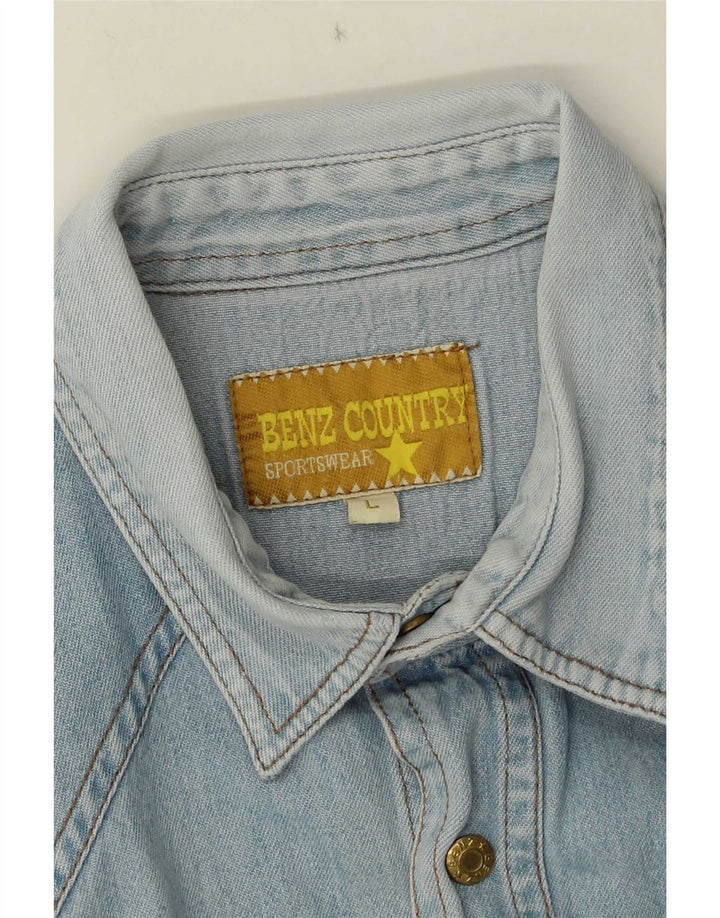 Vintage Mens Denim Shirt Large Blue