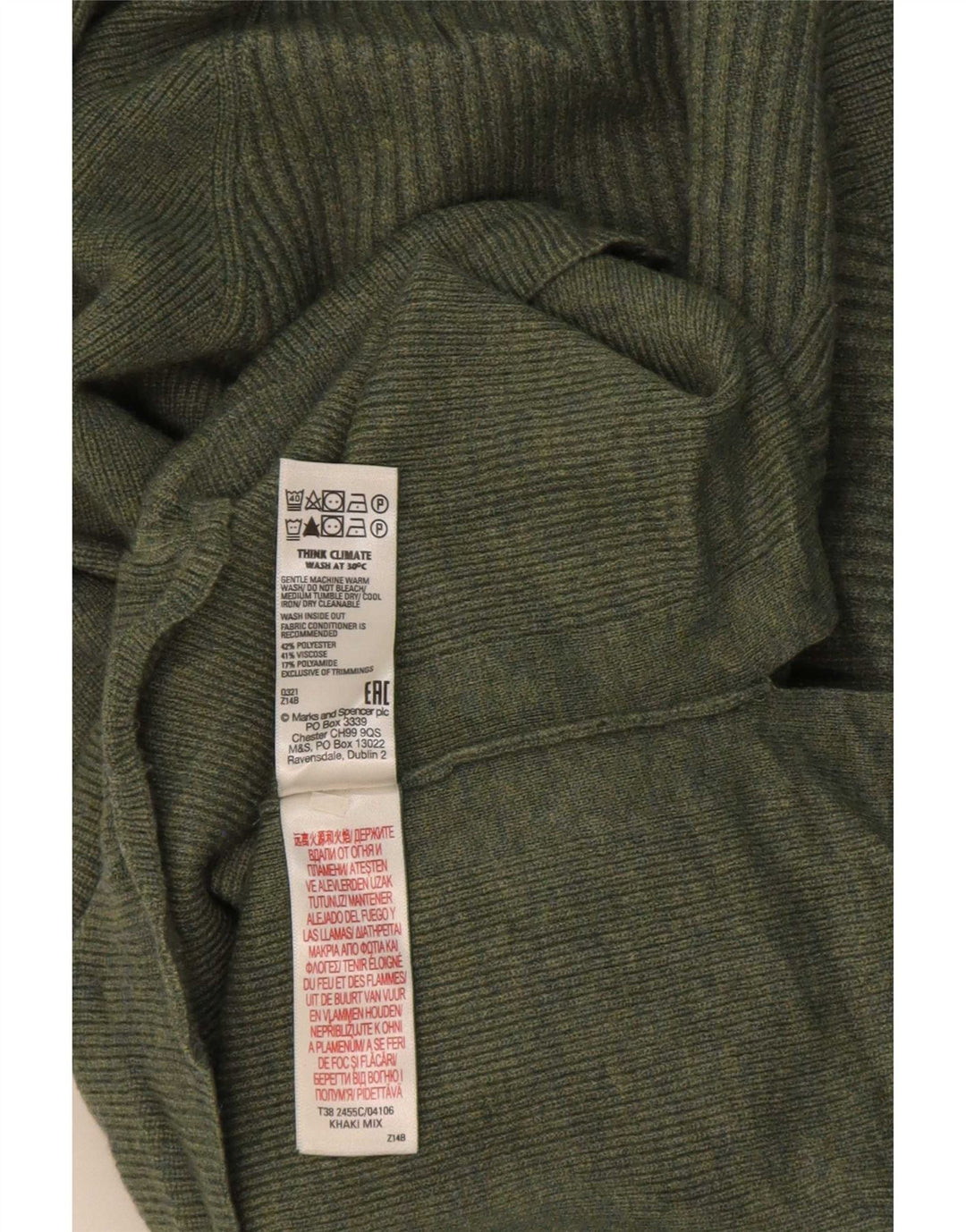 Marks & Spencer Womens Turtle Neck Jumper Sweater UK 14 Medium Green