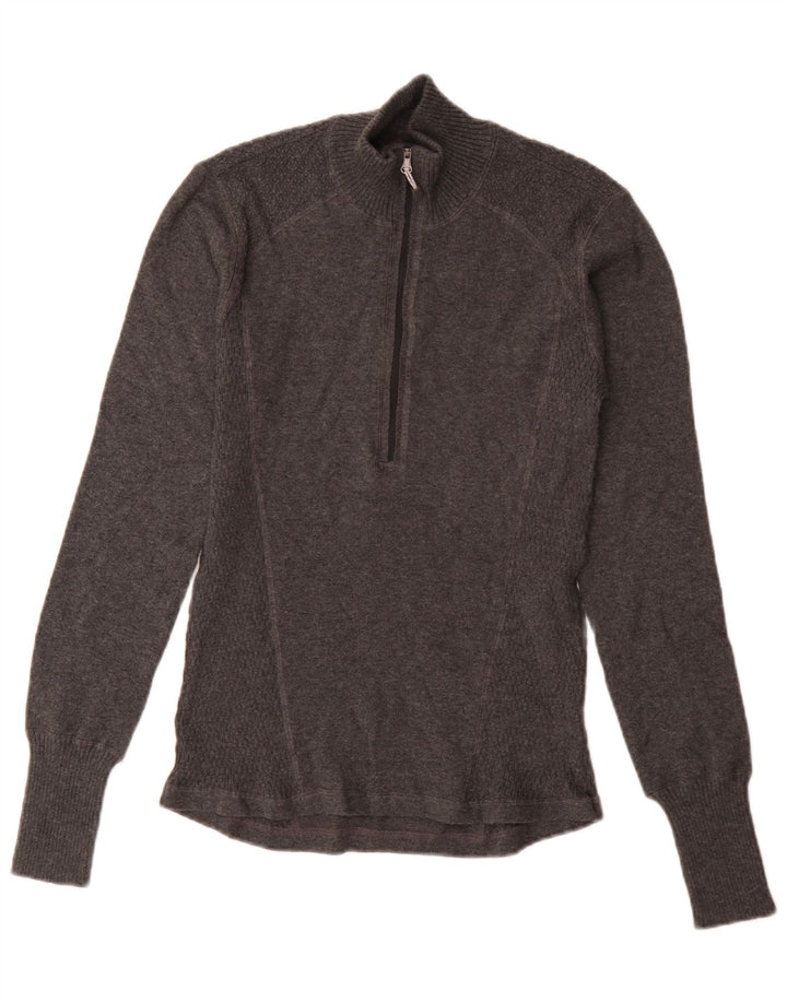 Eddie Bauer Mens Zip Neck Jumper Sweater Small Grey Cotton
