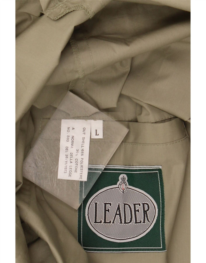 LEADER Mens Overcoat UK 40 Large Khaki Polyester