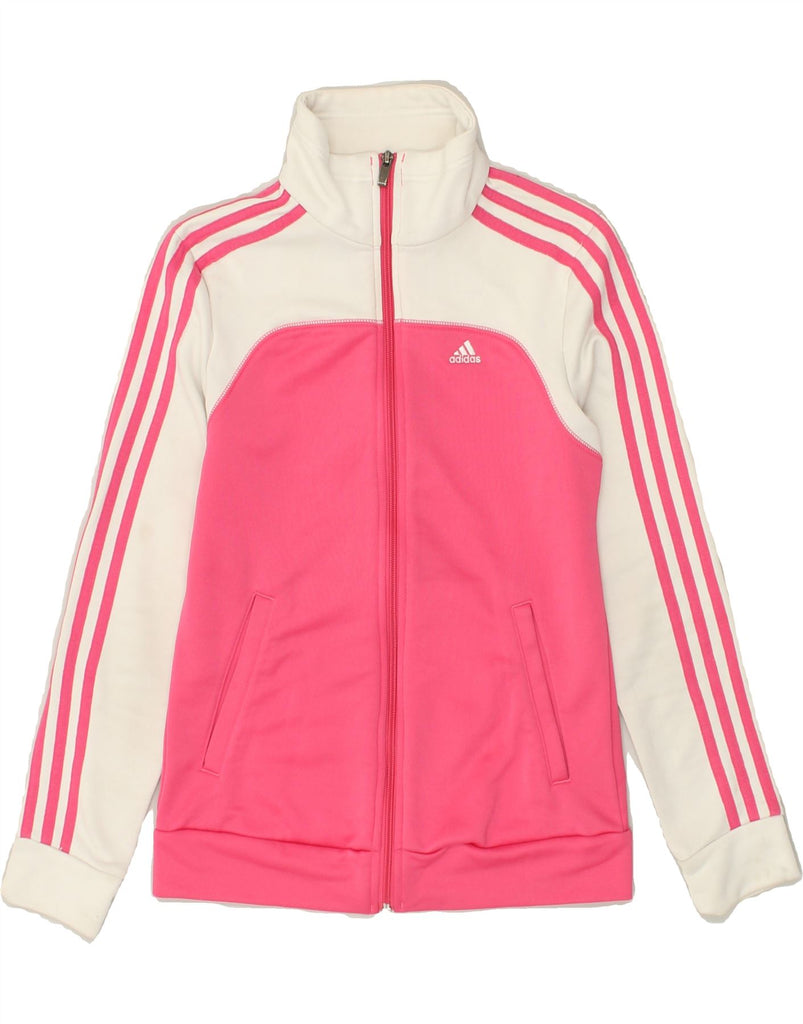 ADIDAS Womens Tracksuit Top Jacket UK 4-6 XS Pink Colourblock Polyester | Vintage Adidas | Thrift | Second-Hand Adidas | Used Clothing | Messina Hembry 