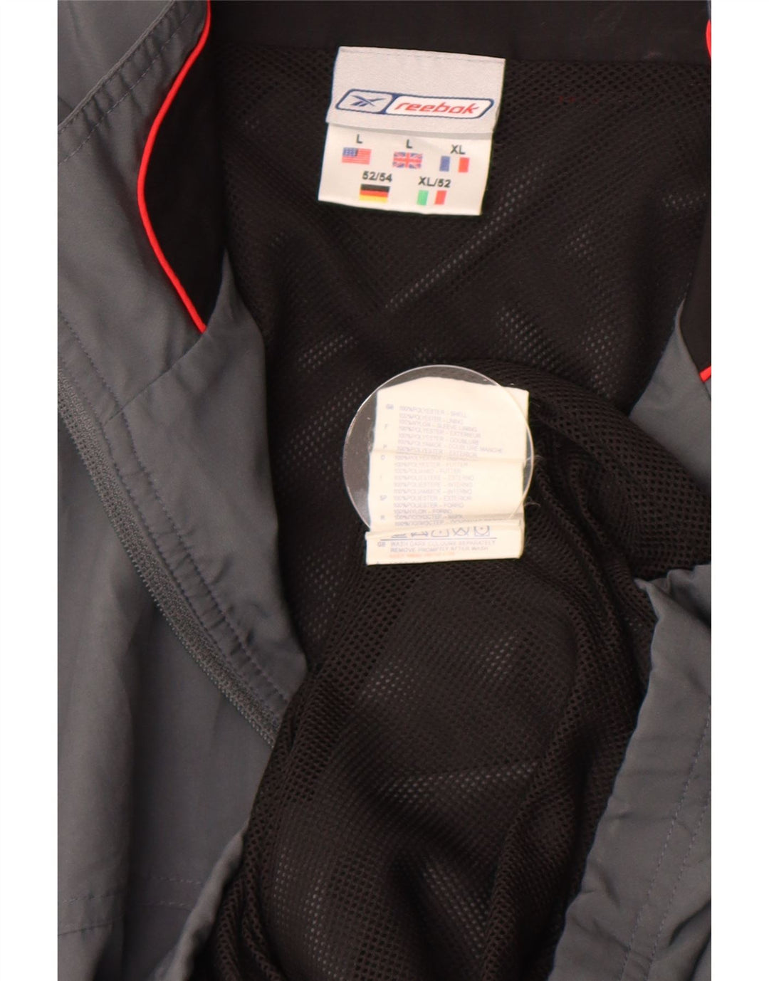 Reebok Mens Rain Jacket UK 40 Large Grey Colourblock Polyester