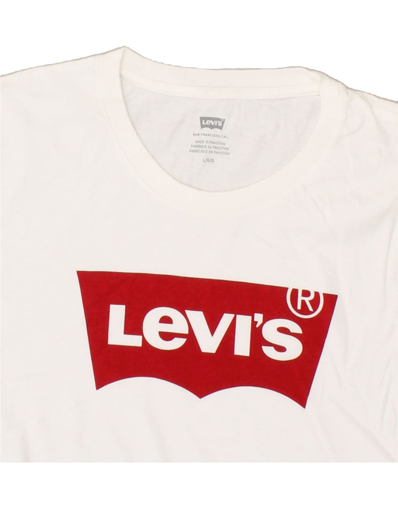 LEVI'S Womens Graphic T-Shirt Top UK 16 Large White Cotton | Vintage Levi's | Thrift | Second-Hand Levi's | Used Clothing | Messina Hembry 