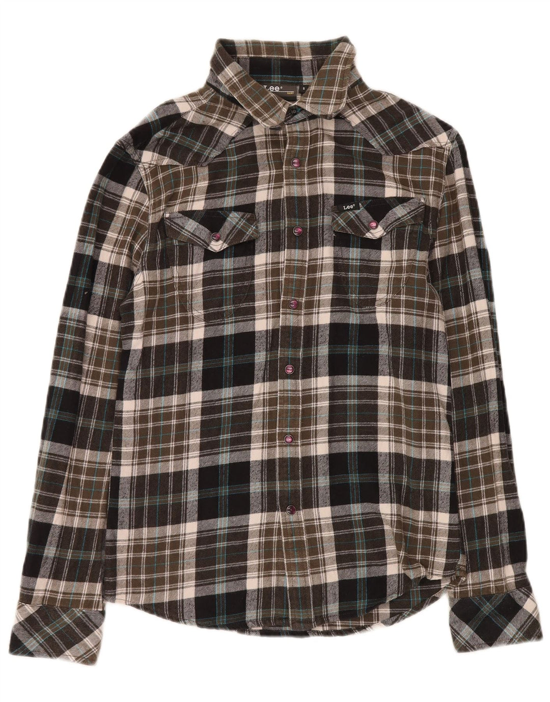 LEE Mens Flannel Shirt Small Multicoloured Check Cotton