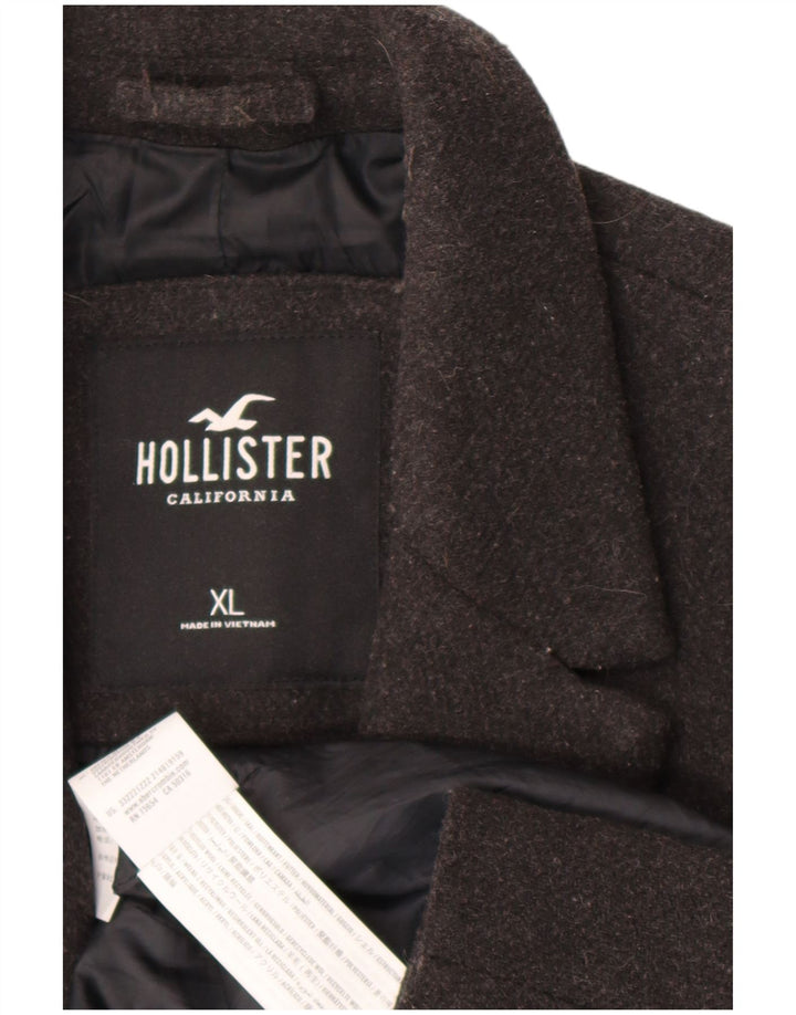Hollister Mens Overcoat UK 42 XL Grey Polyester