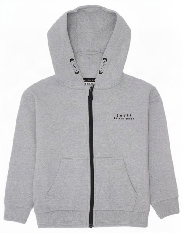 Ted Baker Boys Zip Hoodie Sweater 5-6 Years Grey Cotton