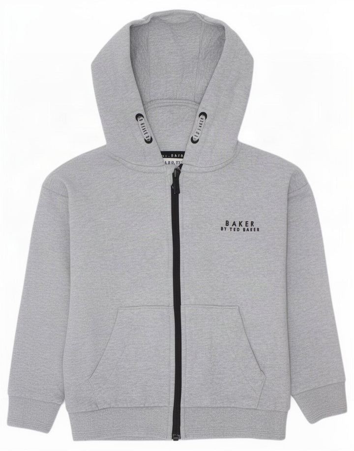 Ted Baker Boys Zip Hoodie Sweater 5-6 Years Grey Cotton