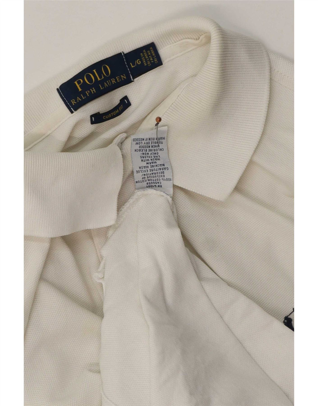 Polo Ralph Lauren Mens Custom Fit Shirt Large White Cotton