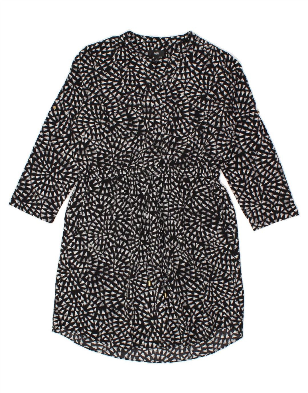 MOSSIMO Womens Long Sleeve A-Line Dress UK 16 Large Black Geometric Vintage Mossimo and Second-Hand Mossimo from Messina Hembry 