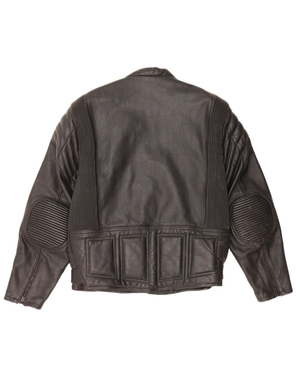 Vintage Mens Motorcycle Leather Biker Jacket UK 36 Small Black Leather