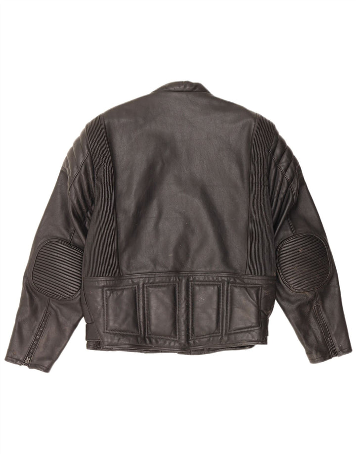 Vintage Mens Motorcycle Leather Biker Jacket UK 36 Small Black Leather