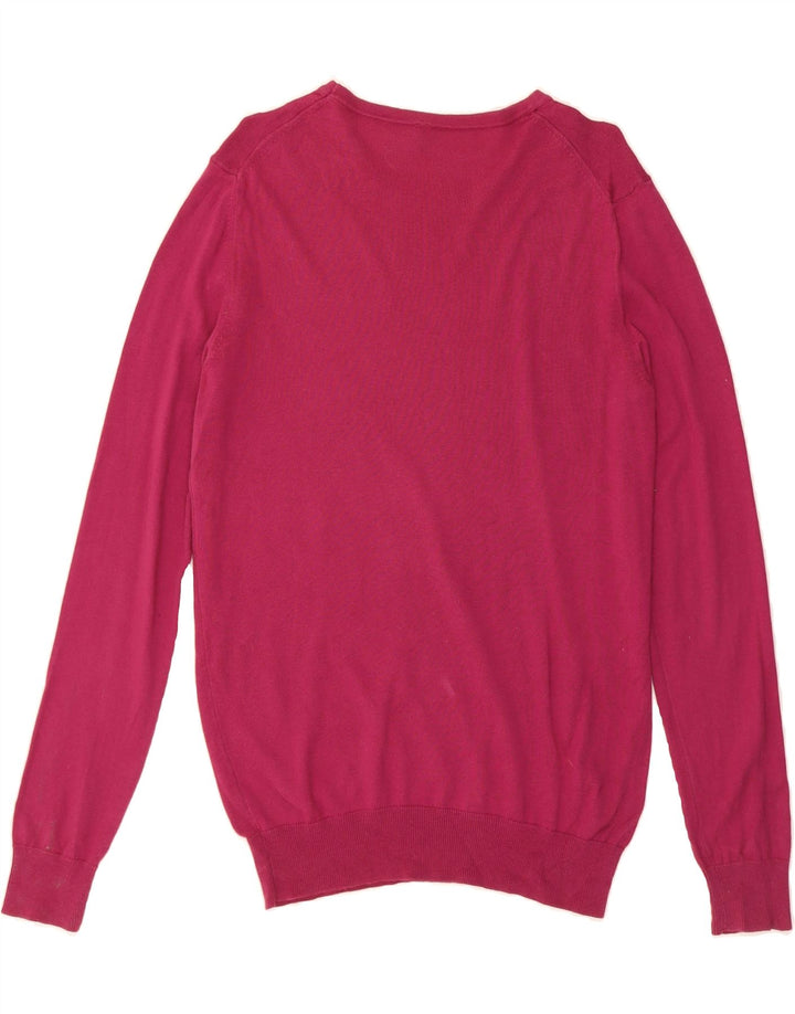 BENETTON Womens Boat Neck Jumper Sweater UK 12 Medium Pink Vintage Benetton and Second-Hand Benetton from Messina Hembry 