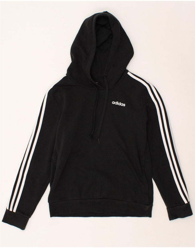 ADIDAS Womens Graphic Hoodie Jumper UK 8/10 Small Black Cotton | Vintage Adidas | Thrift | Second-Hand Adidas | Used Clothing | Messina Hembry 