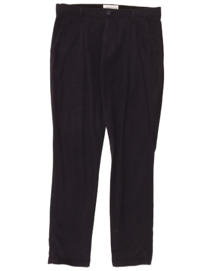 CALVIN KLEIN Mens Slim Chino Trousers W31 L32 Navy Blue Cotton