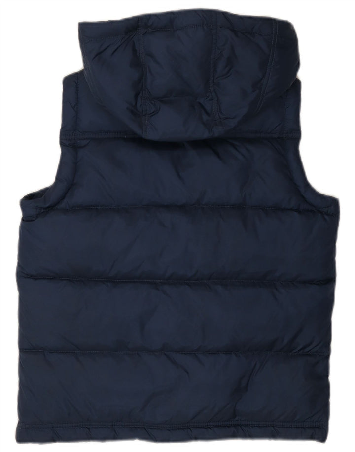 BENETTON Boys Hooded Padded Gilet 11-12 Years 2XL Navy Blue Polyamide
