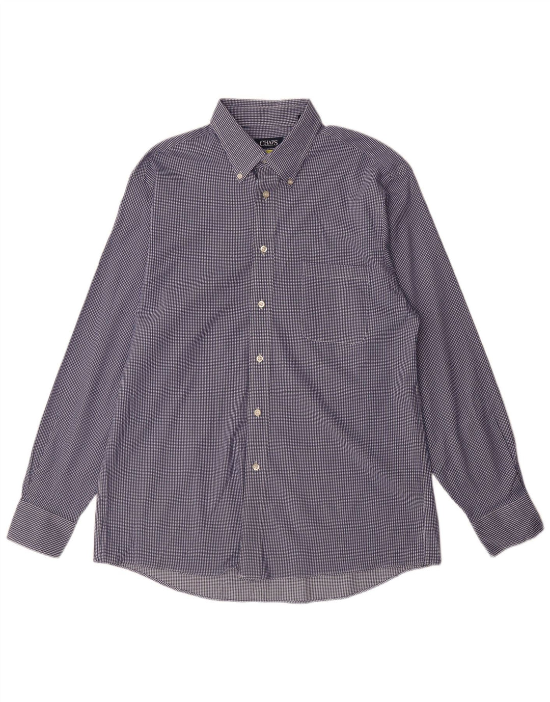 Chaps Mens Regular Fit Shirt Size 16 1/2 Large Blue Gingham Cotton
