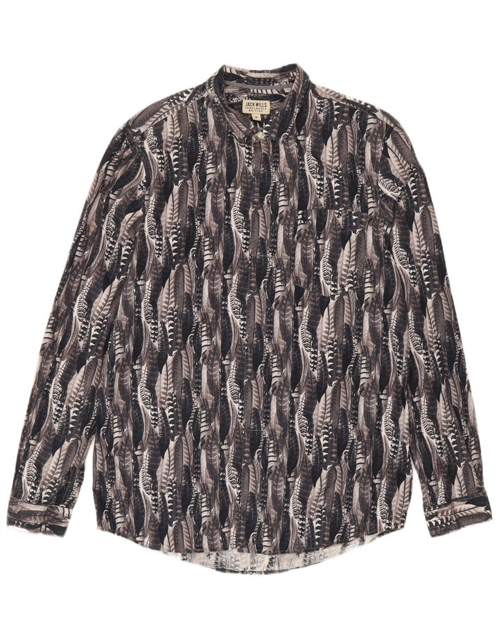 Jack Wills Mens Abstract Pattern Shirt Medium Grey Cotton
